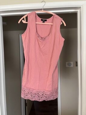 ellos Pink Lace-Hem Sleeveless Tank